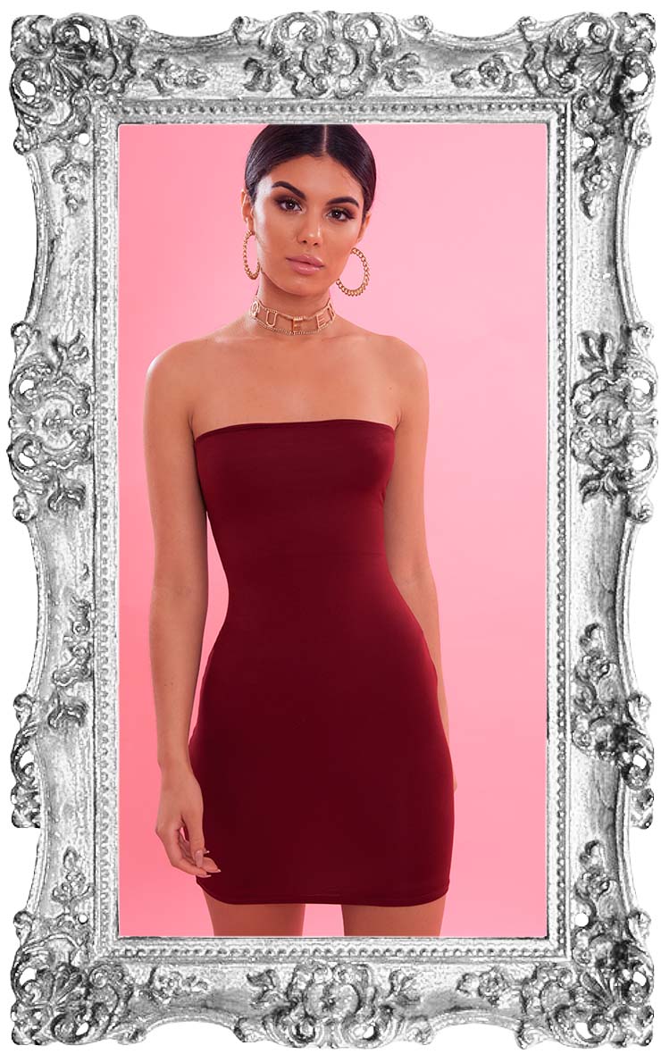 Hot Pink Strapless Bodycon Dress